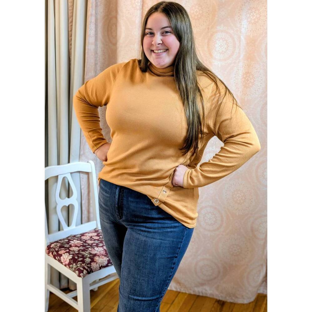 NEW N TOUCH missy gromet detailing sweater - plus in maple syrup